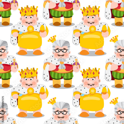 Seamless pattern with cartoon kings.