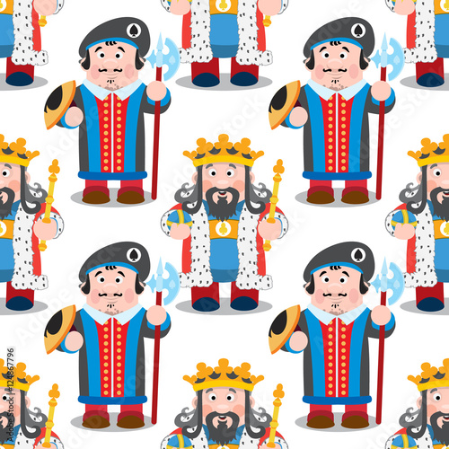 Seamless pattern with cartoon king and prince.