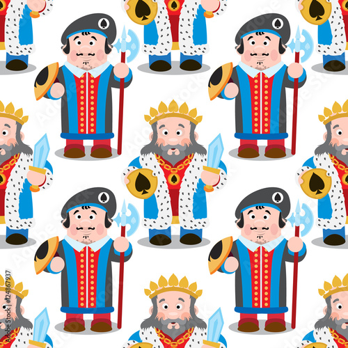 Seamless pattern with cartoon king and prince.