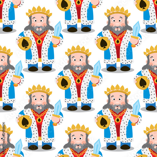 Seamless pattern with cartoon kings.