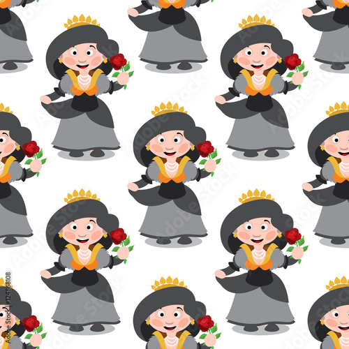 Seamless pattern with cartoon queens.