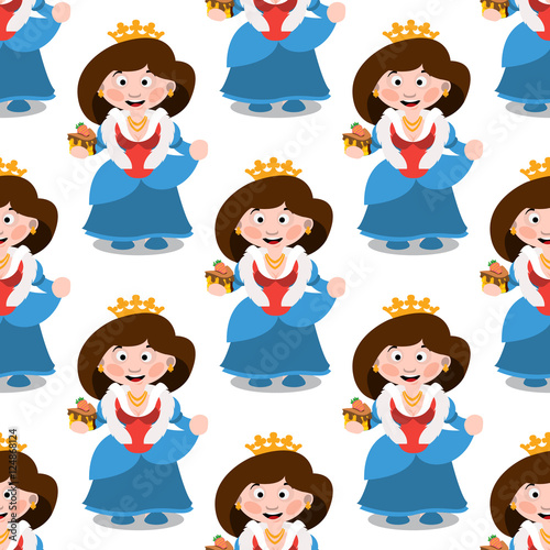 Seamless pattern with cartoon queens.