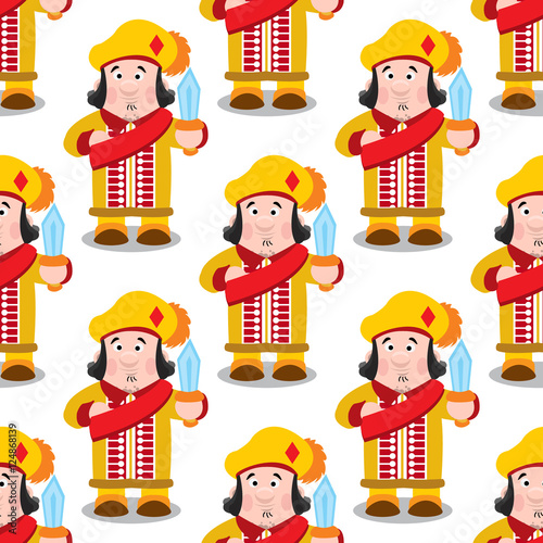 Seamless pattern with cartoon prince.