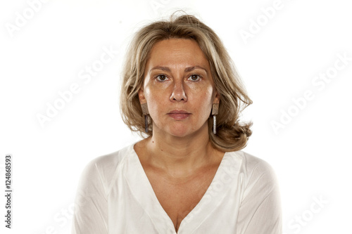Portrait of beautiful middle-aged woman with no makeup