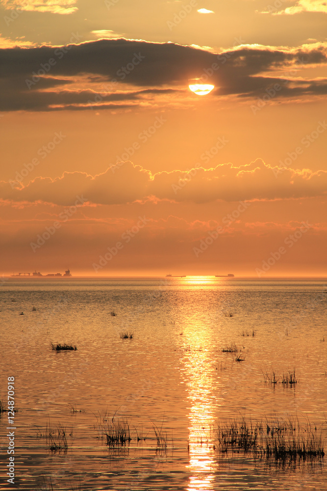 Obraz premium Sea shore during sunset
