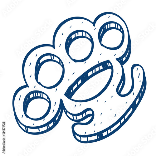 Knuckles duster icon. Design elements in hand drawn style.