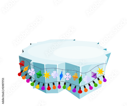 Holiday floe. Vector illustration of an ice floe with festive ga