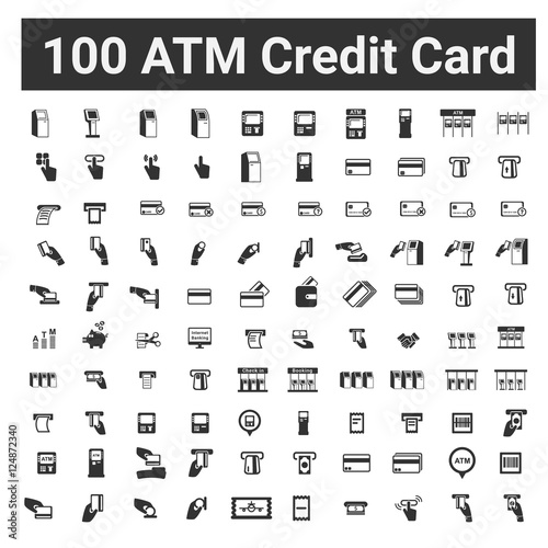 100 ATM Credit Card icons , vector illustration icon set