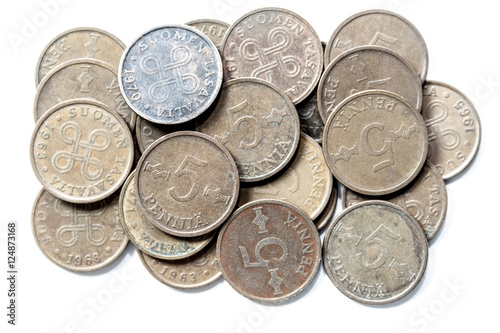 Old Finnish 5 penny coins (penni, markka)