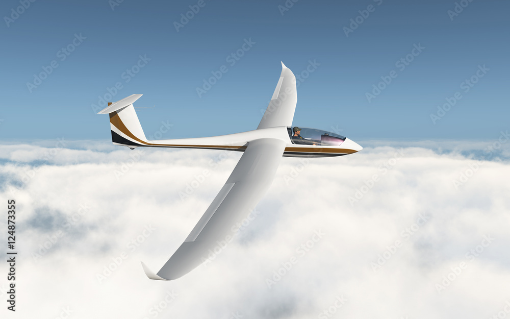 Segelflugzeug über den Wolken - obrazy, fototapety, plakaty 