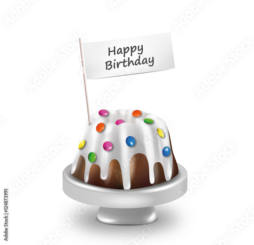Geburtstagskuchen Happy Birthday Etikett