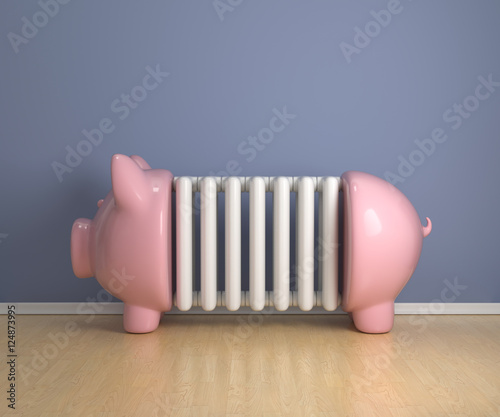 3d Sparschwein als Heizkörper, Energiekosten senken photo