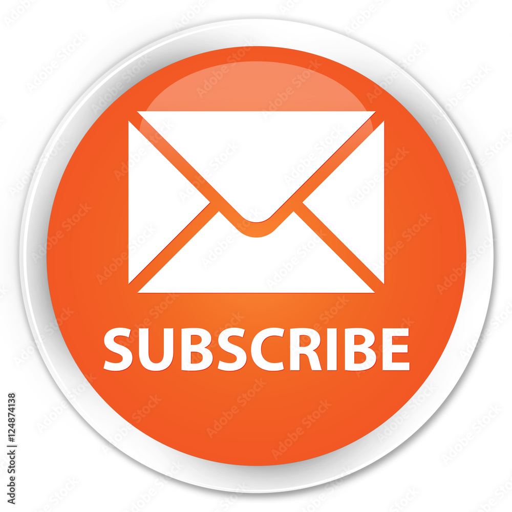 Subscribe (email icon) orange glossy round button Subscribe (email icon) orange glossy round button