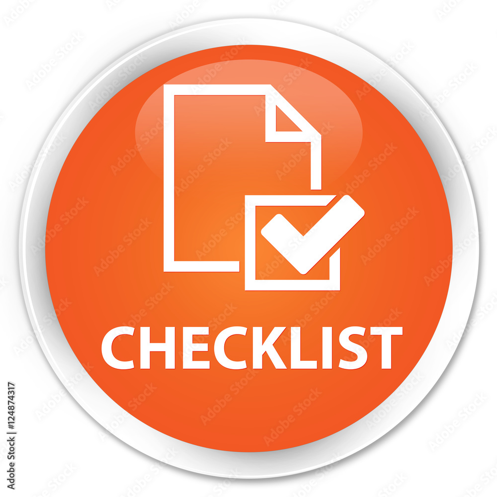 Checklist orange glossy round button