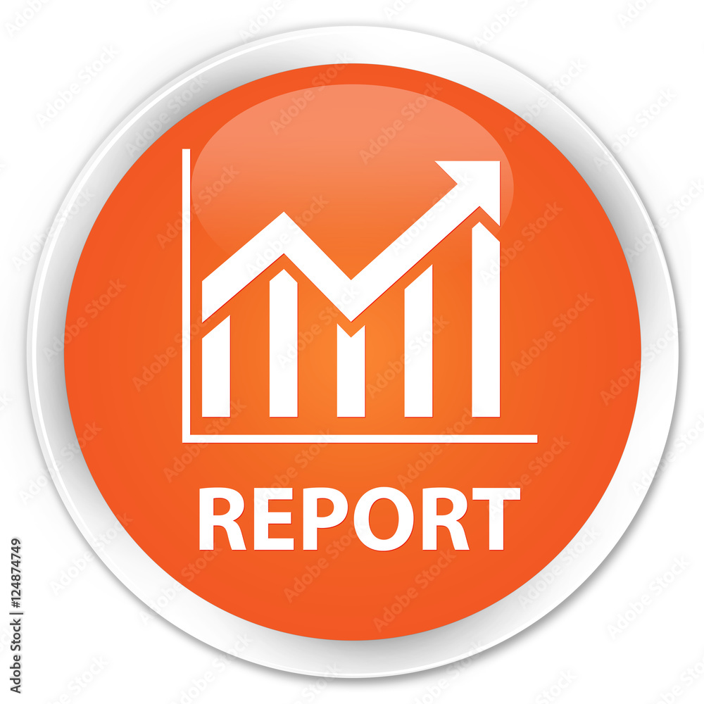 Report (statistics icon) orange glossy round button Report (statistics icon) orange glossy round button