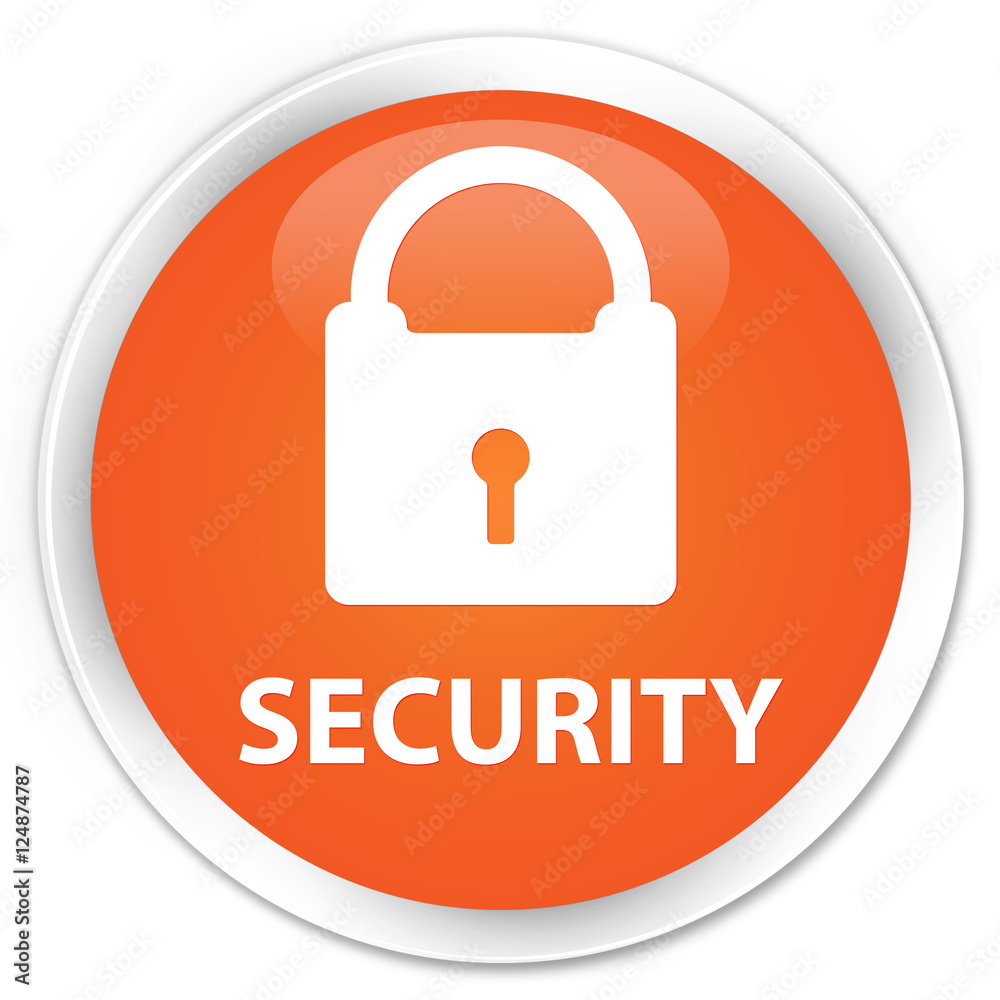 Security (padlock icon) orange glossy round button Security (padlock icon) orange glossy round button