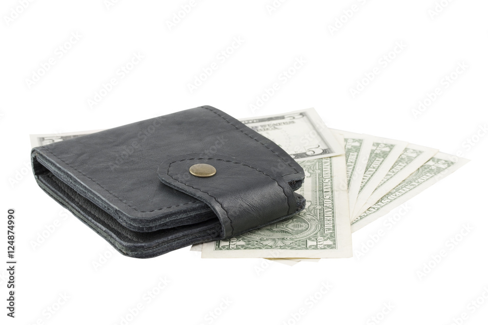 Money in wallet isolated on white background Money in wallet isolated on white background