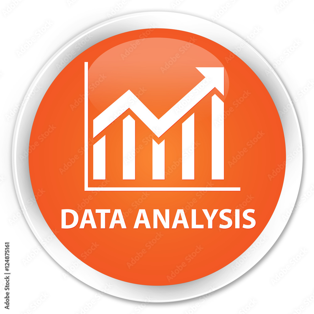 Data analysis (statistics icon) orange glossy round button Data analysis (statistics icon) orange glossy round button