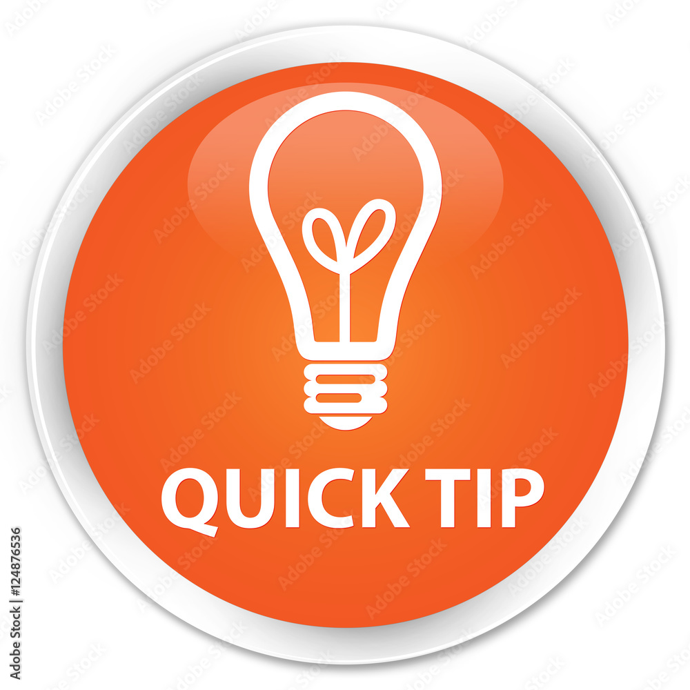 Quick tip (bulb icon) orange glossy round button Quick tip (bulb icon) orange glossy round button