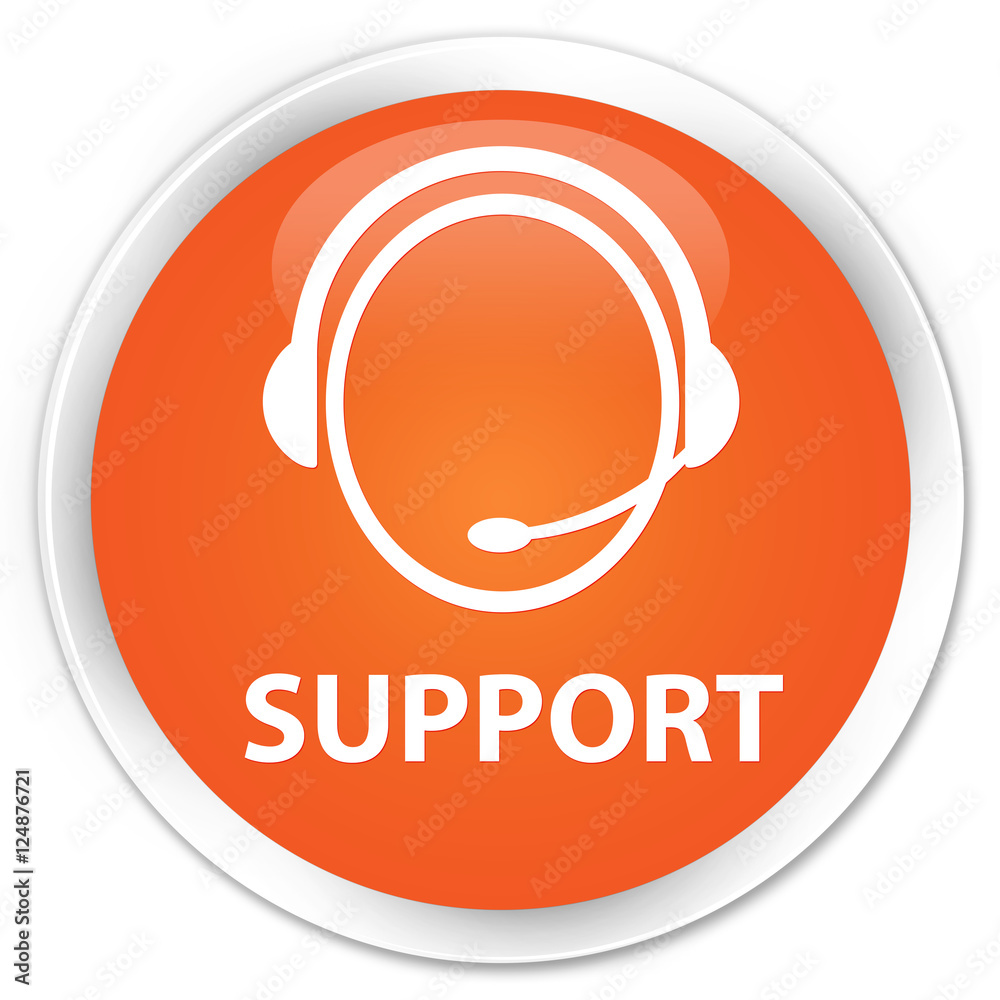 Support (customer care icon) orange glossy round button Support (customer care icon) orange glossy round button