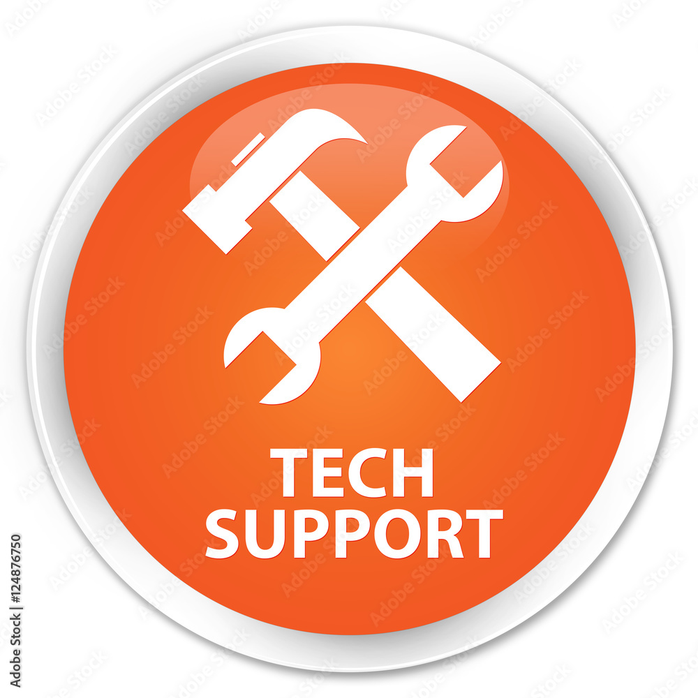 Tech support (tools icon) orange glossy round button Tech support (tools icon) orange glossy round button