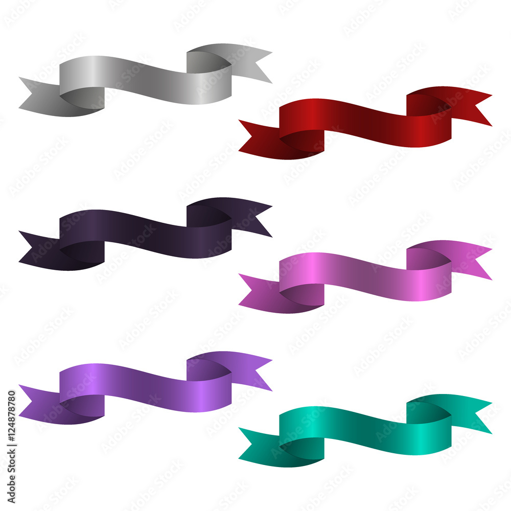Set of colorful horizontal ribbon banner