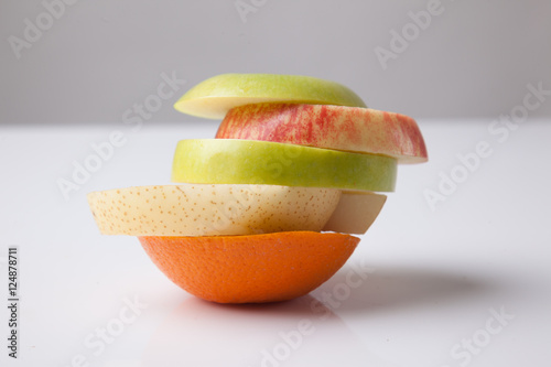 Stack of mix sliced fruits