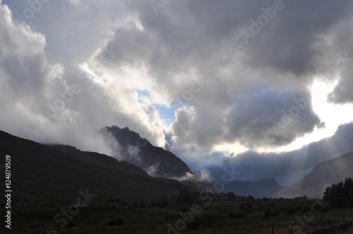 Incoming cloud enveloping Tryfan Wales