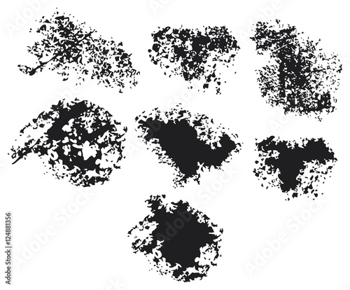 vector ink brush strokes set  collection of of grunge elements  black stains  ink spots 