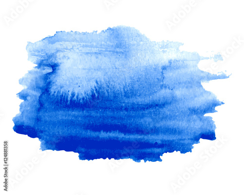 Abstract watercolor blue hand drawn texture, isolated on white background, vector