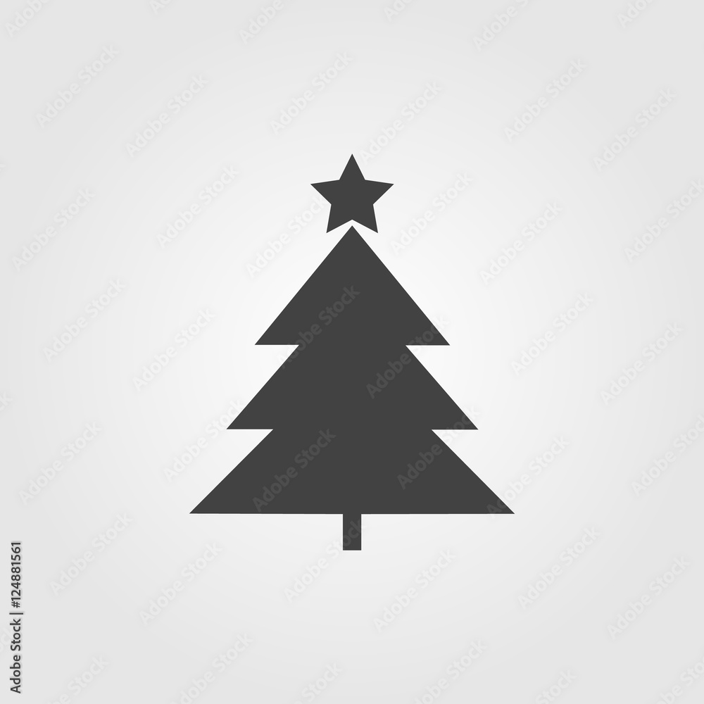 Vector illustration of Christmas Tree, dark  silhouette