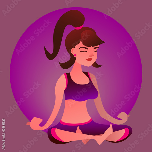 Woman Yoga.Cartoon style character. Vector illustration.