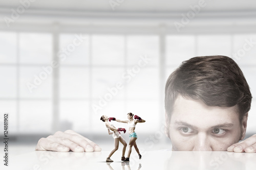 Valokuva Business fight as competion concept . Mixed media