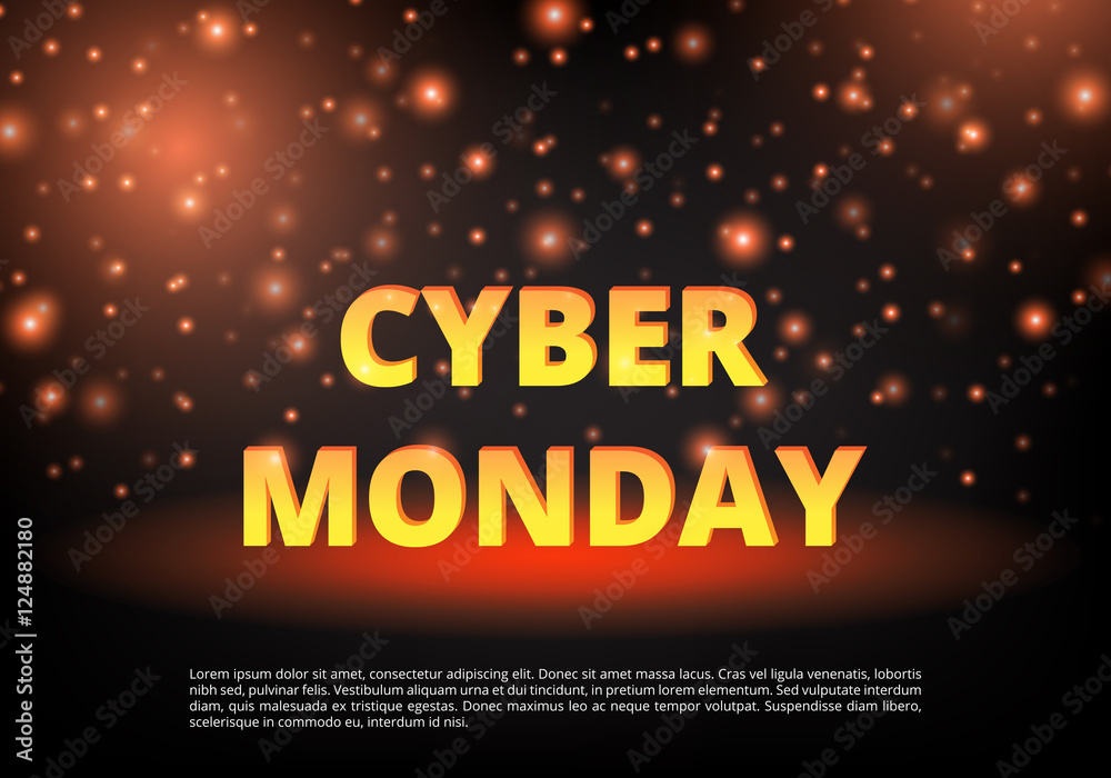 Cyber ​​Monday discounts. Banner Christmas offers. Template ad. Christmas shopping. New Year sale.  Personal proposal. Online Marketing. Vector illustration
