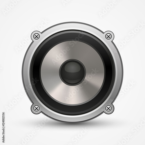 Realistic car speaker illustration, sound, isolated on white