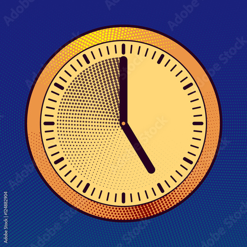Vector office clock.Illustration in pop art comic style.
