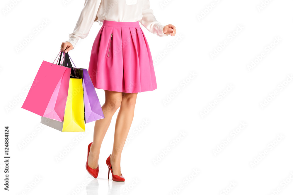 people, sale, black friday concept - woman with shopping bags people, sale, black friday concept - woman with shopping bags