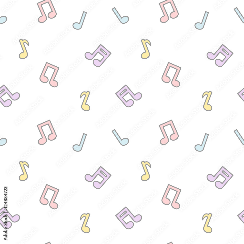 cute cartoon colorful lovely music notes seamless vector pattern background  illustration Stock Vector | Adobe Stock