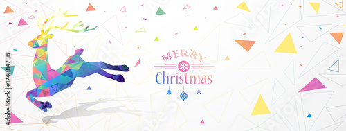 Christmas illustration with color deer Low Poly