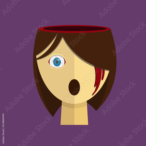 Bloody Halloween parts - female human scary head bleeding eye.