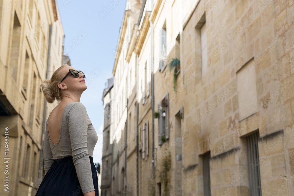 beautiful young woman traveling