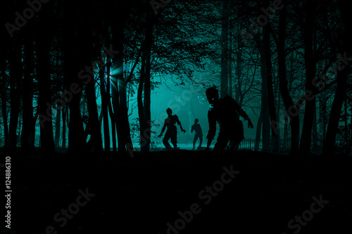 Quadro su tela bloodthirsty zombies attacking