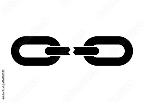  Broken chain on white background
