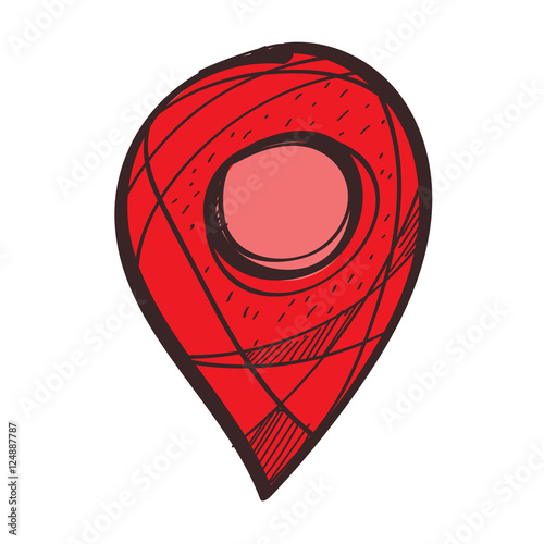 Navigation, pin color icon with a black outline on a white background.