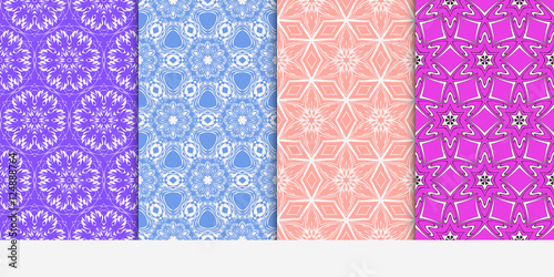 Seamless floral patterns set. Vector illustration. Texture for design wallpaper, pattern fills