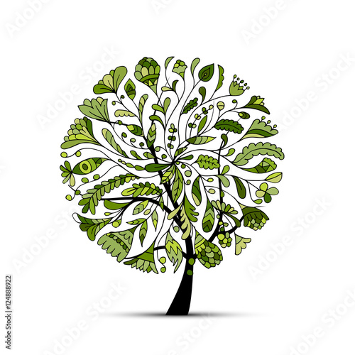 Art tree green for your design