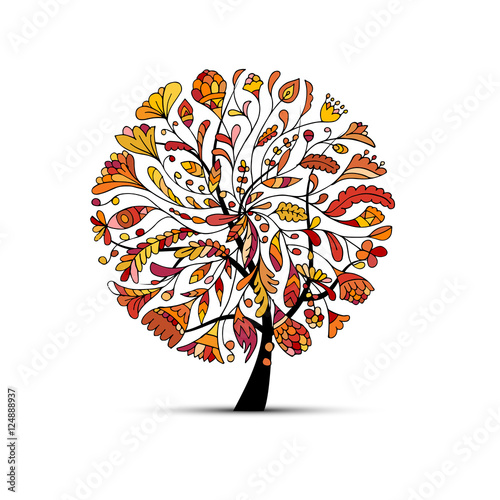 Art tree, autumn season concept for your design