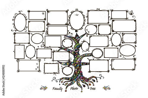 Family tree template with picture frames