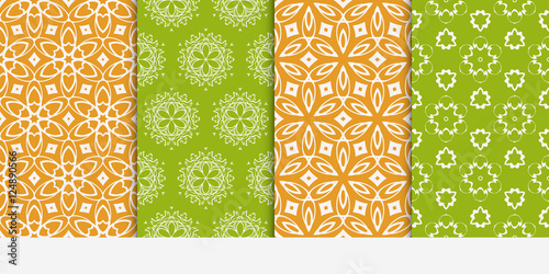 seamless floral geometric patterns set. Flower style. Vector illustration