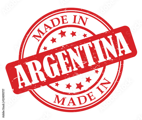 Made in Argentina red round stamp